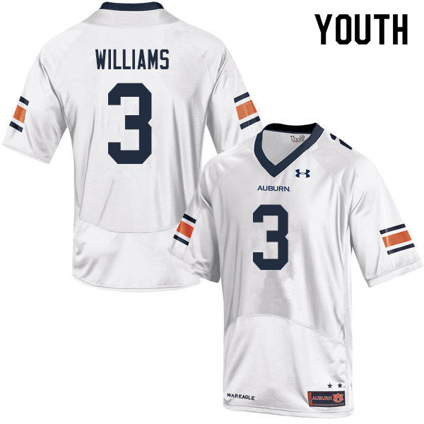 Youth #3 D.J. Williams Auburn Tigers College Football Jerseys Sale-White - Click Image to Close